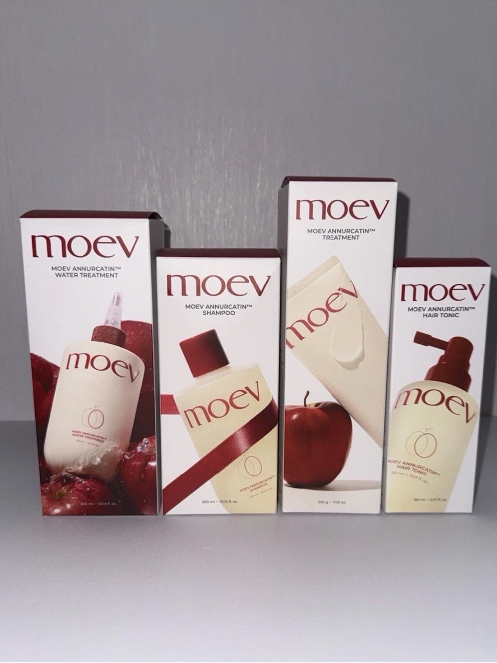moev Shampoo Sandwich 4-Step Bundle/Silky Glass Hair &Frizz Control Apple Scent